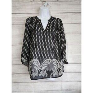 Charming Charlie small black white sheer blouse 15.6016